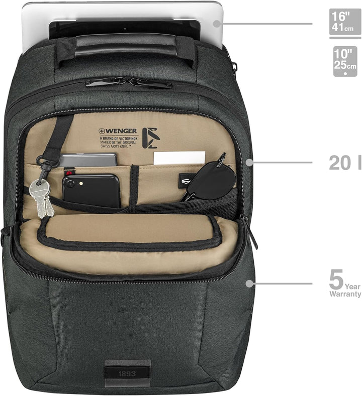 WENGER Laptop-Rucksack mit Tablet-Fach, Notebook bis 16 Zoll, Tablet bis 10 Zoll, Organizer, Damen H