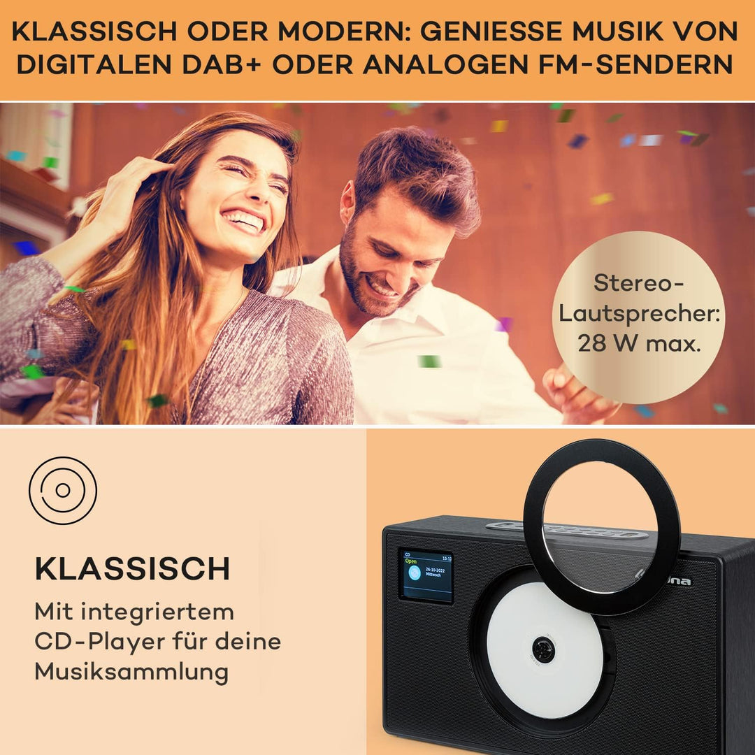 Auna Radio für Küche & Bad, DAB Radio mit CD Player zur Wandmontage, DAB Plus mit Bluetooth, DAB/DAB