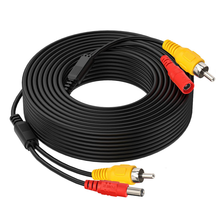 Auto Cinch Kabel/Kabelsatz Optional DC Netzanschluss 2 in 2 für Rückfahrkamera CCTV LED 15M/50FT RCA