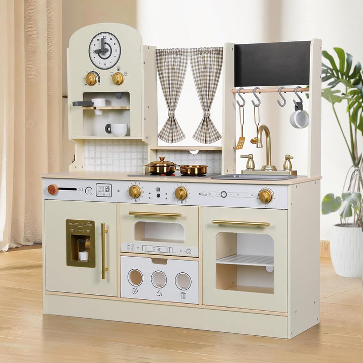 EDUBEBO Kinderküchen-Spielset, höhenverstellbar, mit verschiedenen Küchenzubehörteilen, ideales Roll