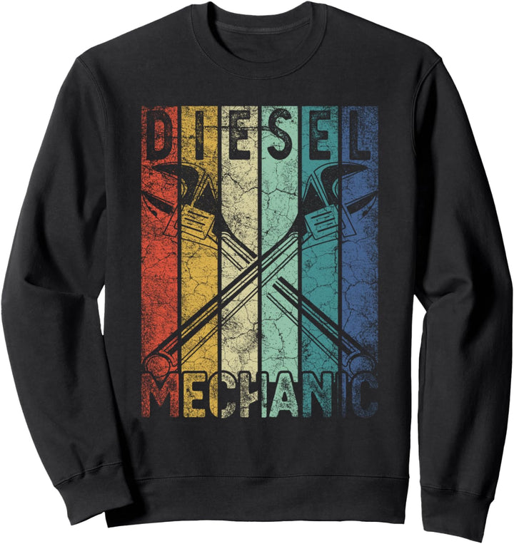 Vintage Diesel Mechanic Funny Car Garage Men's Distressed Sweatshirt
