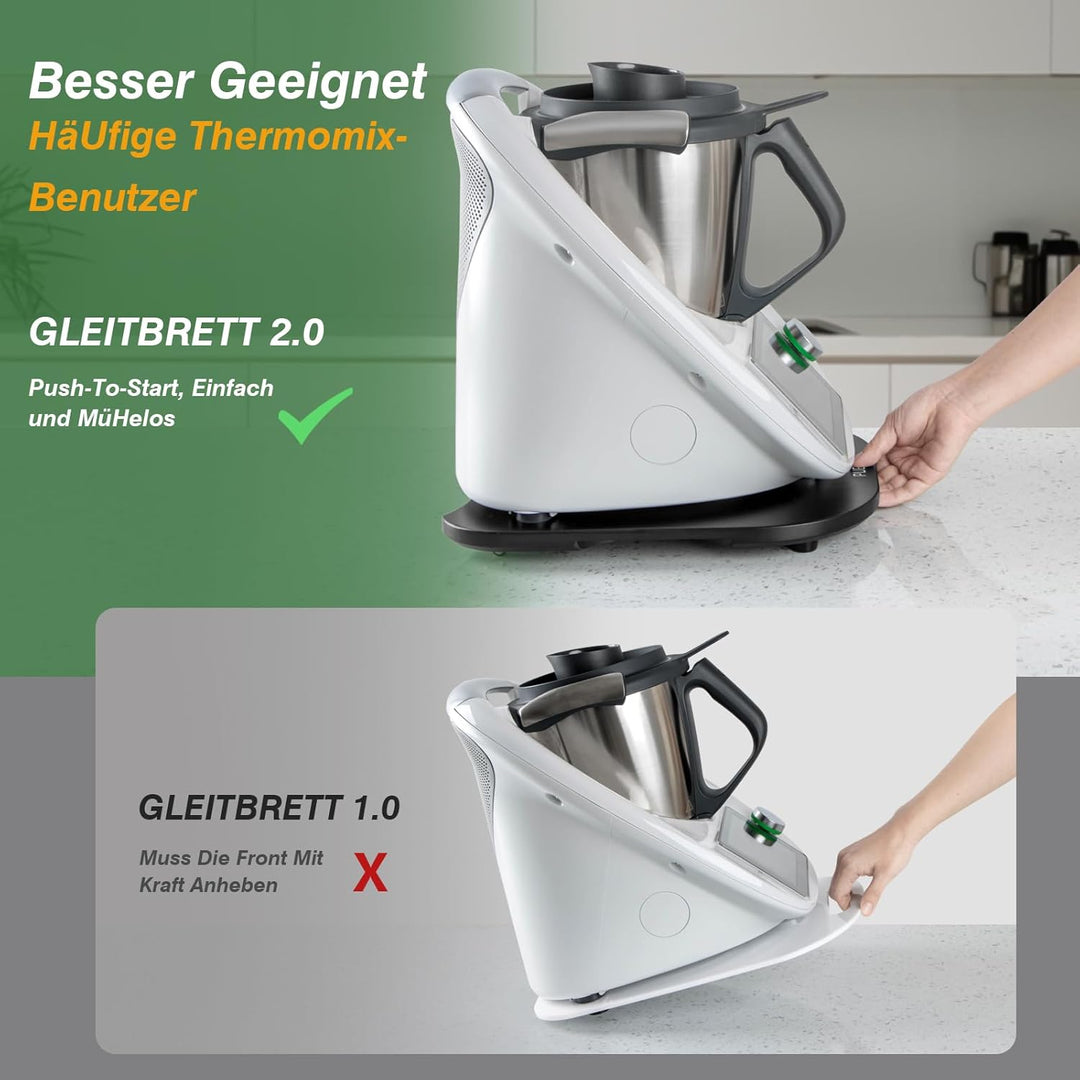 PUERSI Gleitbrett für Thermomix TM6/TM5, 2te Generation, Brett für Thermomix mit Rollen, Leicht Glei