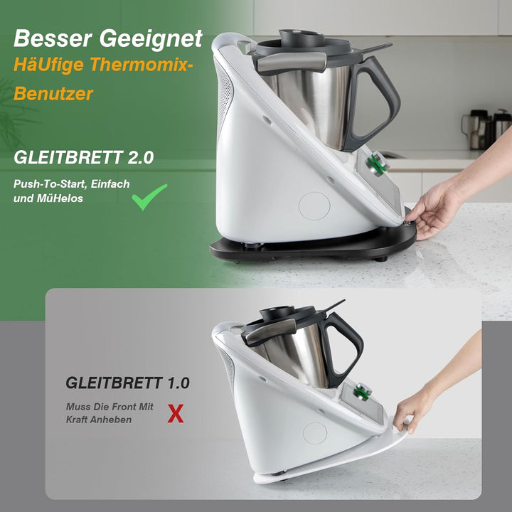 PUERSI Gleitbrett für Thermomix TM6/TM5, 2te Generation, Brett für Thermomix mit Rollen, Leicht Glei