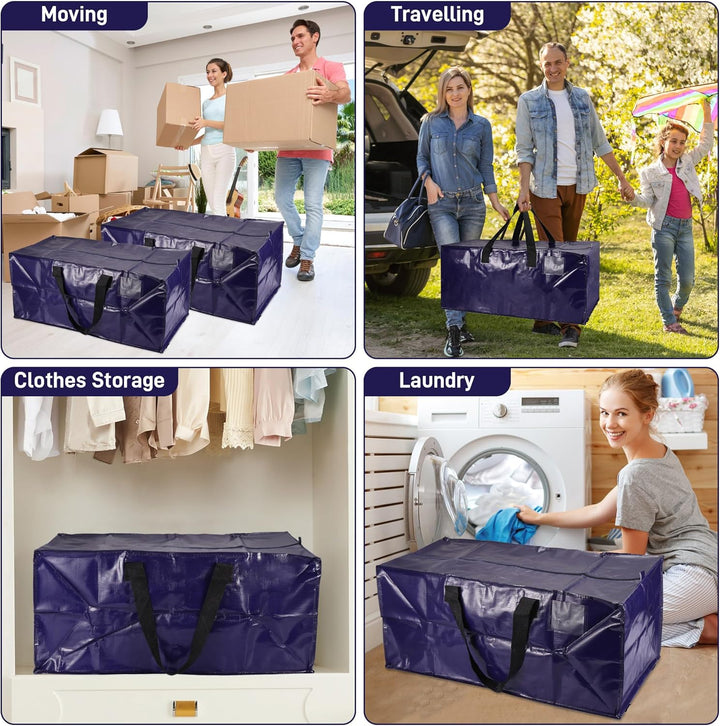 4Stk Umzugstaschen, 92L Aufbewahrungstasche xxl mit Reissverschluss, Durable Wasserdicht Grosse Tasc