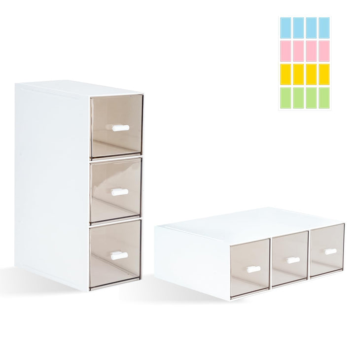 DIBALIYI 2PCS Kunststoff Organizer mit Schubladen, Klarer Deckel Schubladenbox Stapelbar, Tee Aufbew