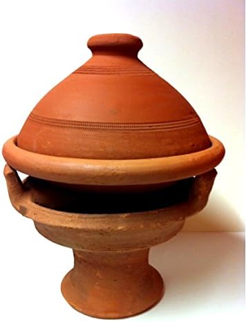 Tajine, original aus Marokko, inklusive Kochbuch Nord Afrikanische Küche, Tontopf zum Kochen, Tuareg