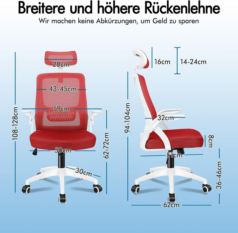 ALFORDSON Bürostuhl, Sessel mit Kopfstütze, Computer-Schreibtischstuhl mit Lordosenstütze, Drehstuhl