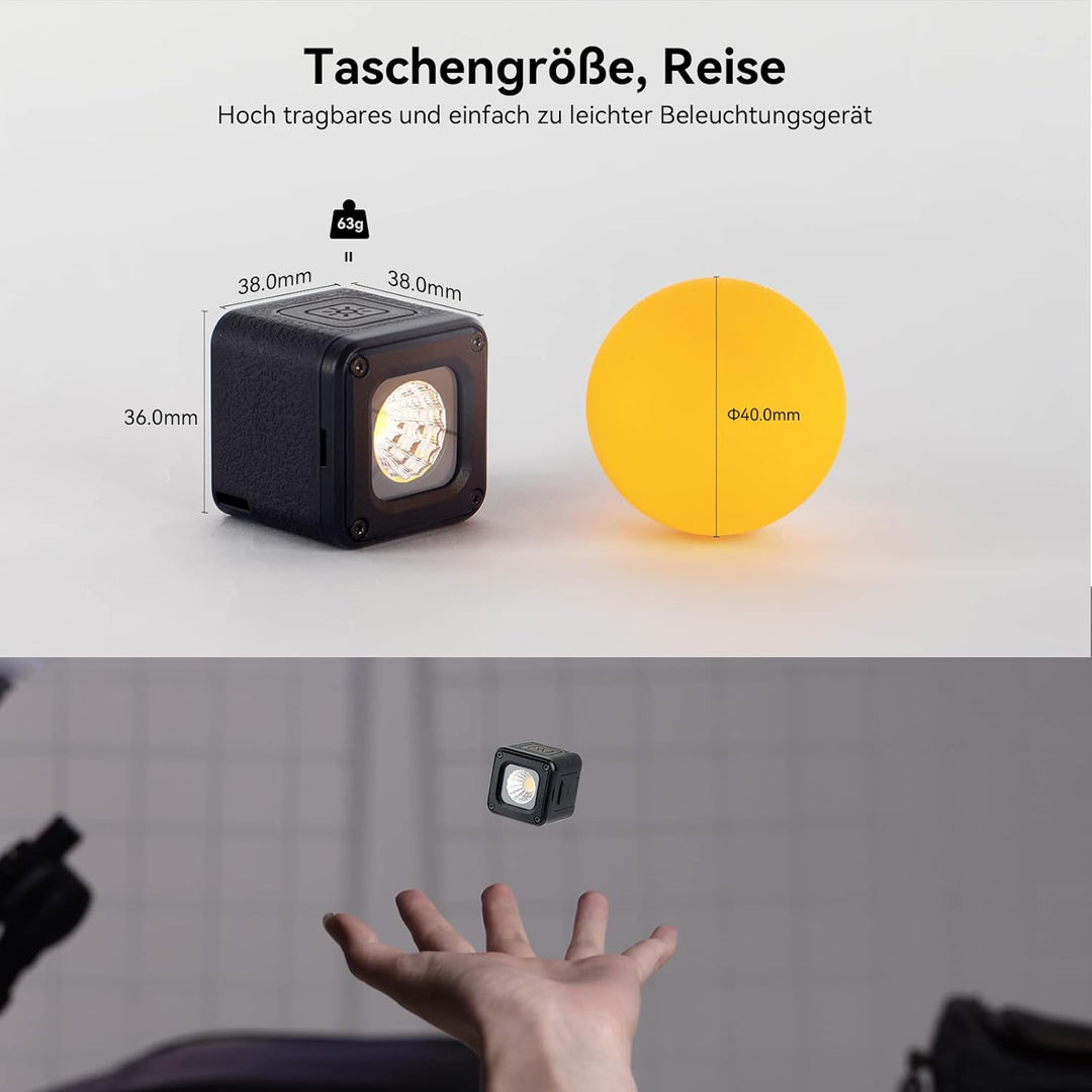 SMALLRIG LED VideoLicht, Led Video Light Mini, Regenfeste Beleuchtungsset Mini Cube mit 8 Farbfilter