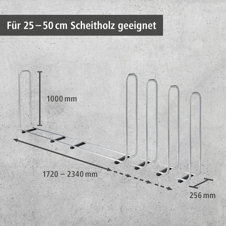 wolfcraft Stapelhilfe für Brennholz 5122000 / Verstellbare Kaminholzaufbewahrung für den Aussenberei