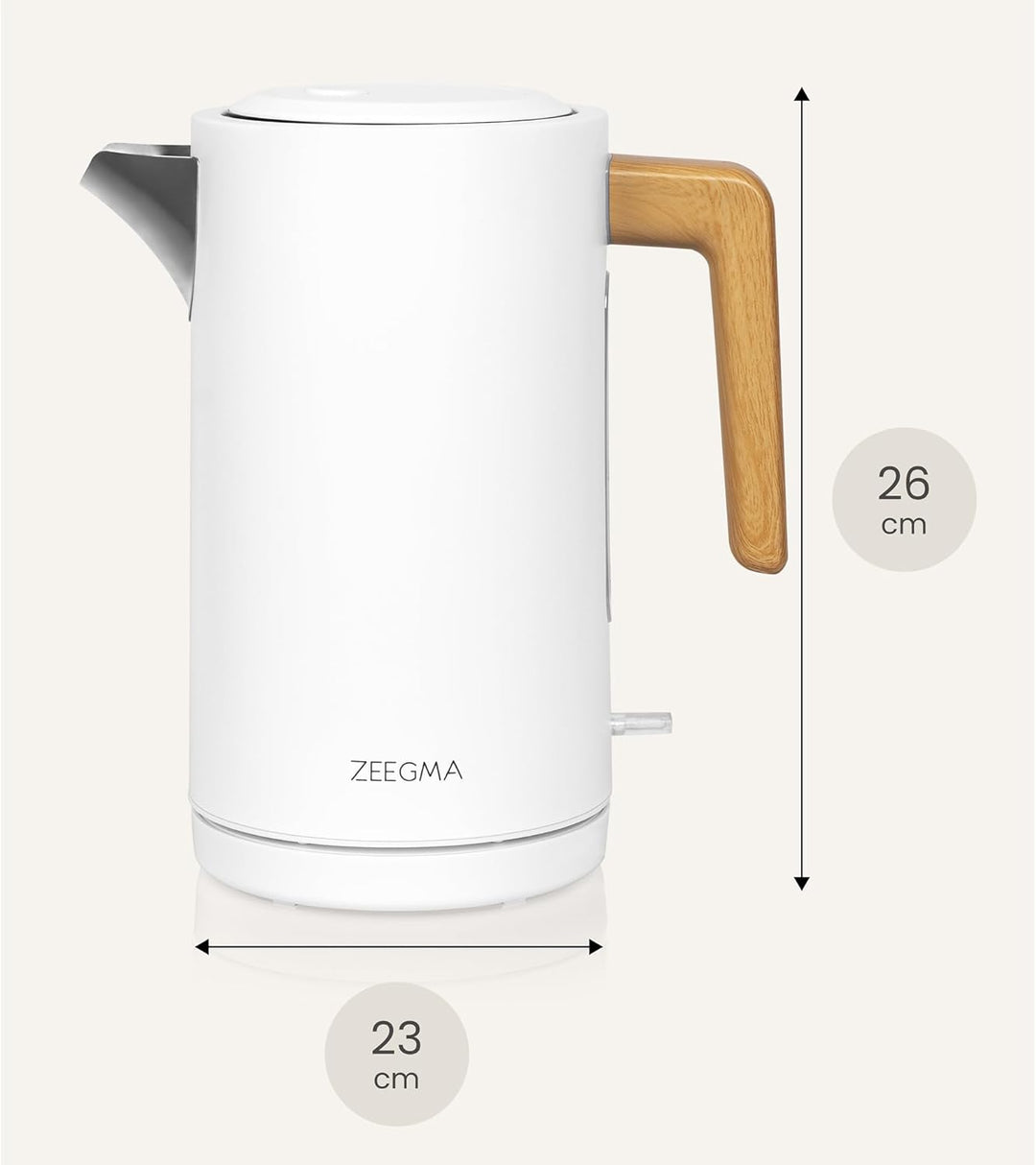 ZEEGMA KETLEE 1,7 L Kabelloser elektrischer Wasserkocher für Tee und Kaffee, 2200 Watt, Wasserstands