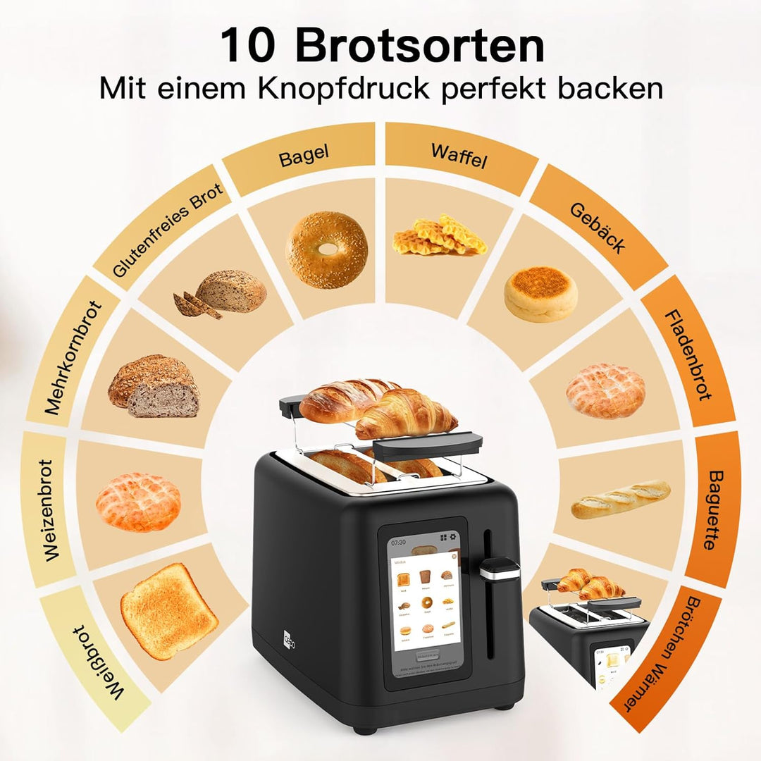aeco toastlab Elite Toaster 2 Scheiben, Brötchenaufsatz, extra breite Toastschlitze, 6 Bräunungsstuf