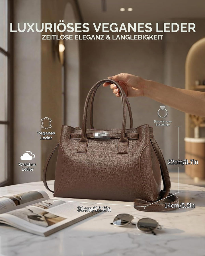 Travistar Handtasche Damen Mittelgross Umhängetasche Damen Tasche Elegante Schultertasche Kunstleder