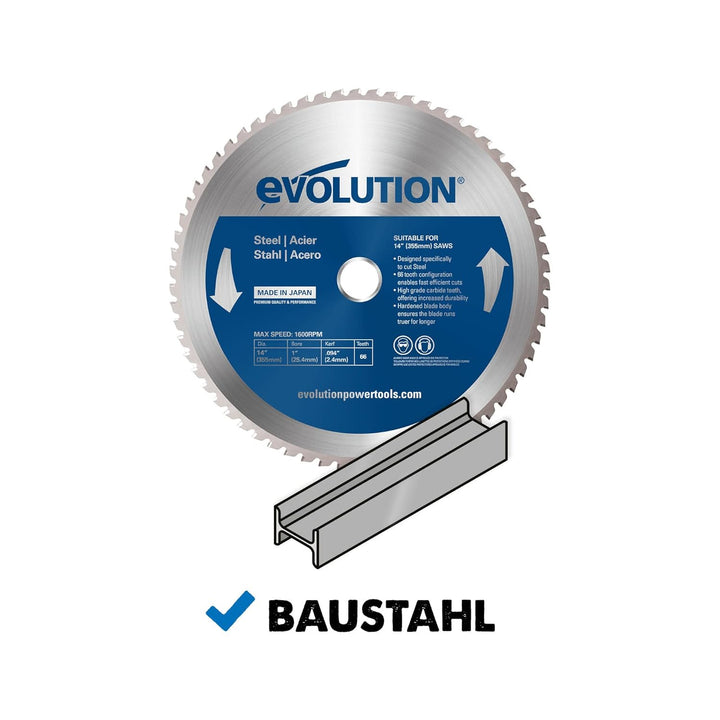 Evolution M255TCT-52MS - 255 mm Sägeblatt zum Schneiden von Baustahl - Metall-Sägeblatt mit 52 Zähne