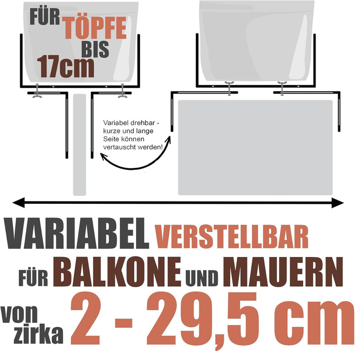 BigDean 8 Stück Blumenkastenhalter terrakotta Standard H-Form Kasten Halter Balkonkastenhalter Terra