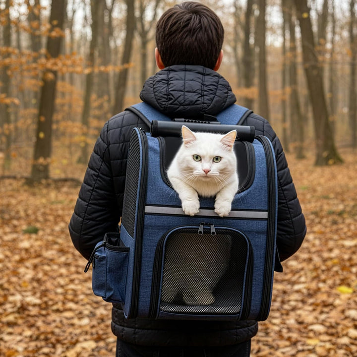 Erweiterbarer Haustier-Rucksackträger für Katzen & Hunde, Atmungsaktiver Katzen-Rucksackträger mit P