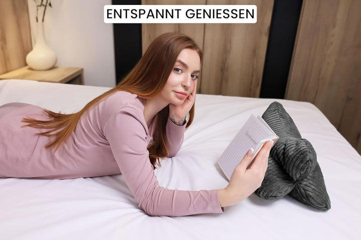 Amilian Leseknochen Knochenkissen ca. 44x22 cm – Nackenkissen zum Lesen &amp; Entspannen – Buch- und Tab