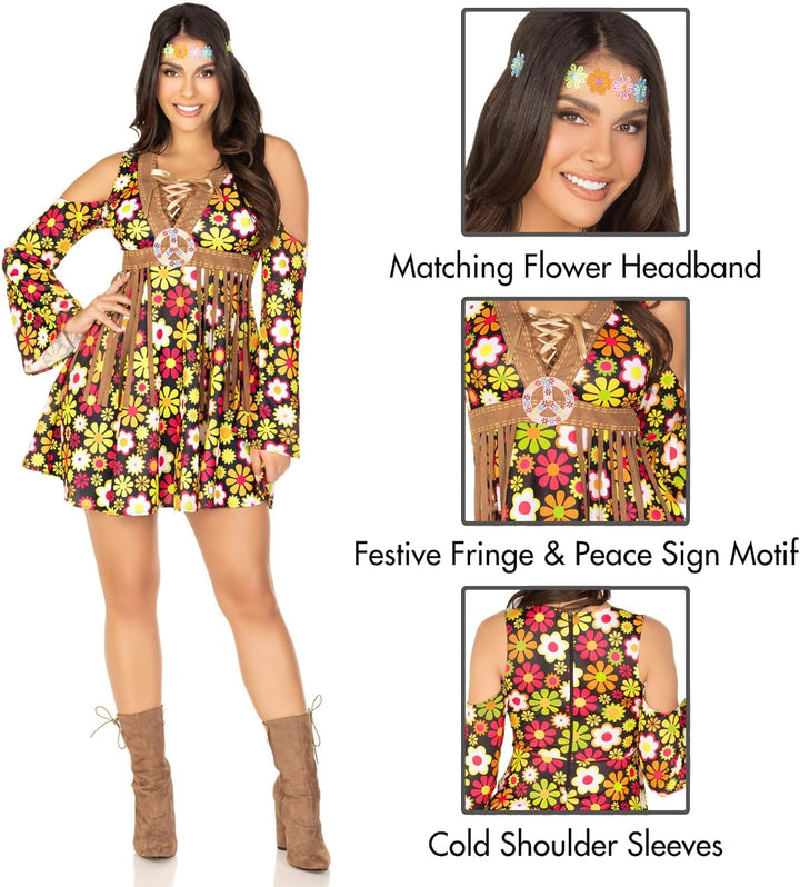 LEG AVENUE Damen starflower hippie Kost me, Mehrfarbig, Grösse: S (EUR 36), Grösse: S (EUR 36)