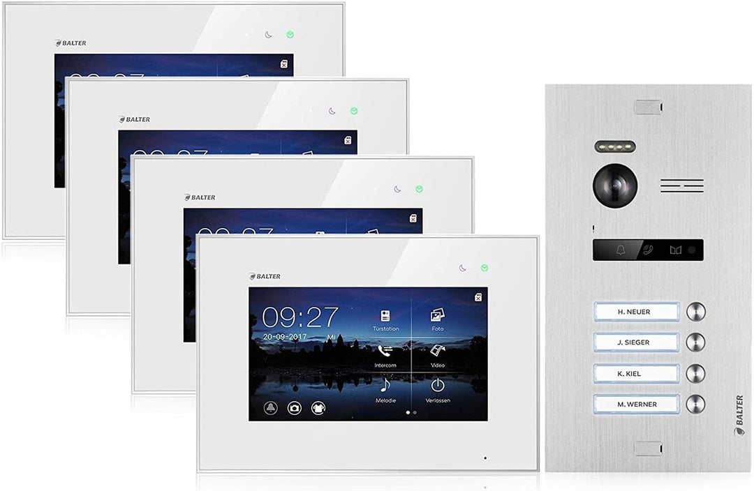 BALTER EVO Video Türsprechanlage ✓ Touchscreen 7 Zoll Monitor ✓ Türstation für 4 Familienhaus Türkli