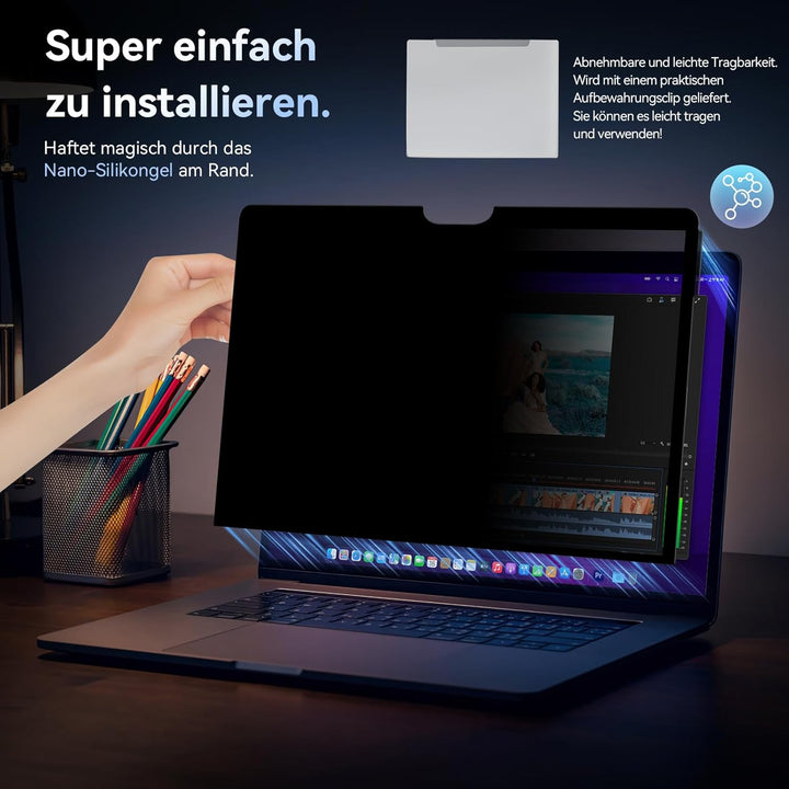 MagicSuction Blickschutzfilter Kompatibel Mit Apple MacBook Air 13 (2018-2021,M1) & MacBook Pro 13 Z