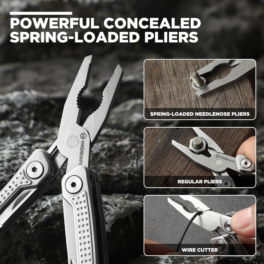 VIRENKNIFE Multitool, 11-in-1 Mini EDC Multitool, Geschenk für Männer, Multifunktionszange aus Edels