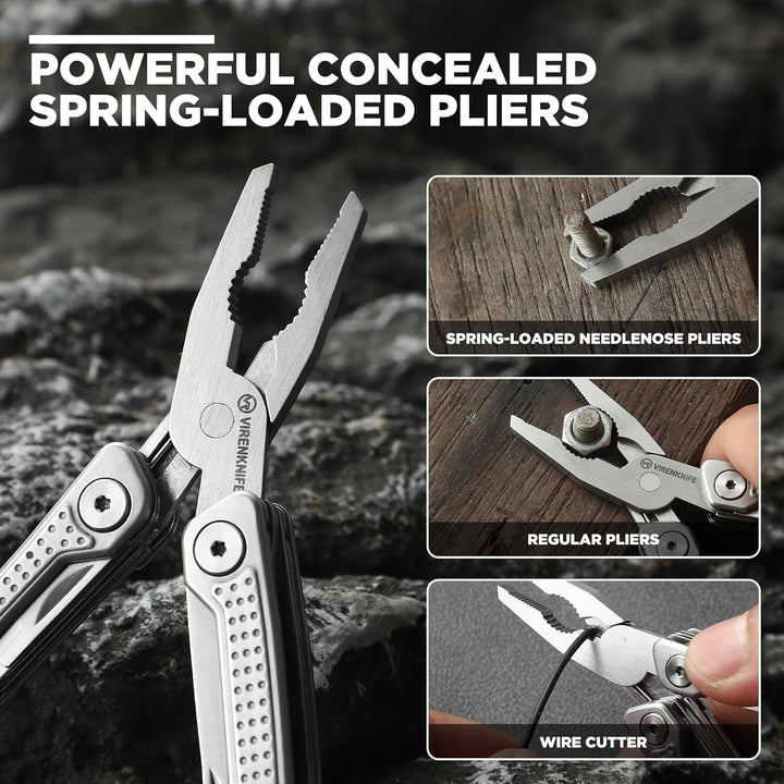 VIRENKNIFE Multitool, 11-in-1 Mini EDC Multitool, Geschenk für Männer, Multifunktionszange aus Edels