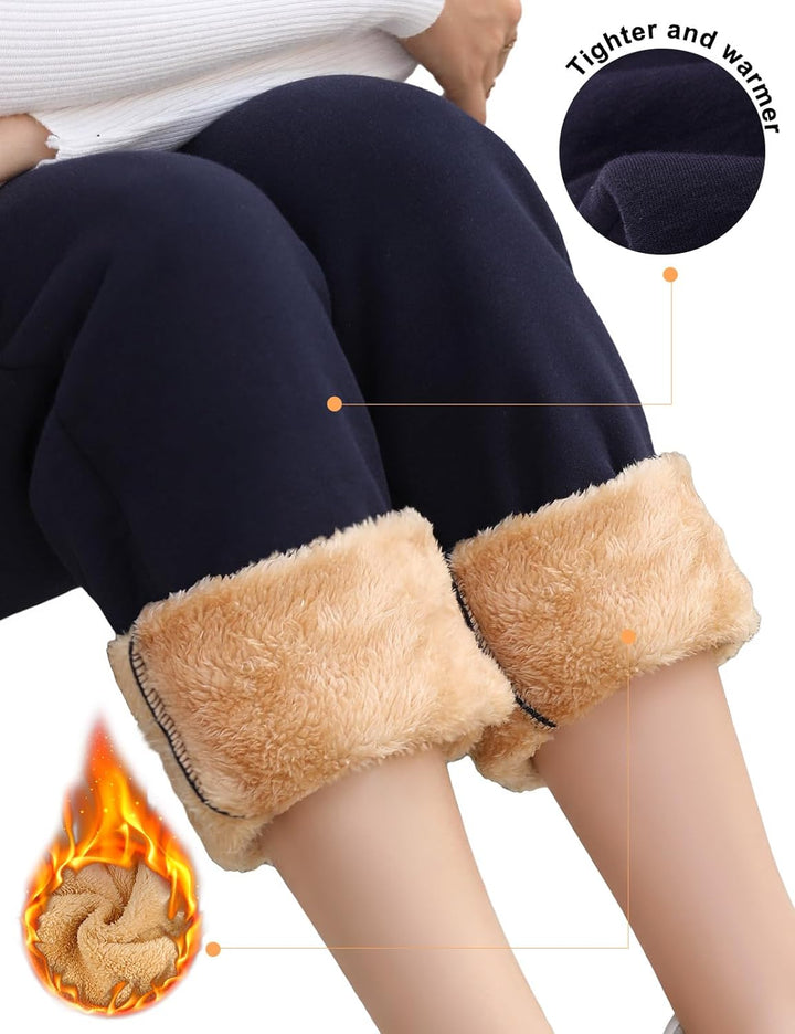 Svanco Damen Warme Jogginghose Thermo Fleece Gefütterte Winter Hosen Lamm Plüsch Kordelzug Sweathose