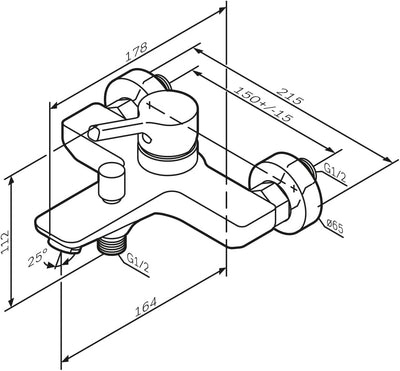 AM.PM X-Joy S FXB10033 Wassersparende Wannen- und Brausebatterie kraztfest, leicht zu reinigen, Bade