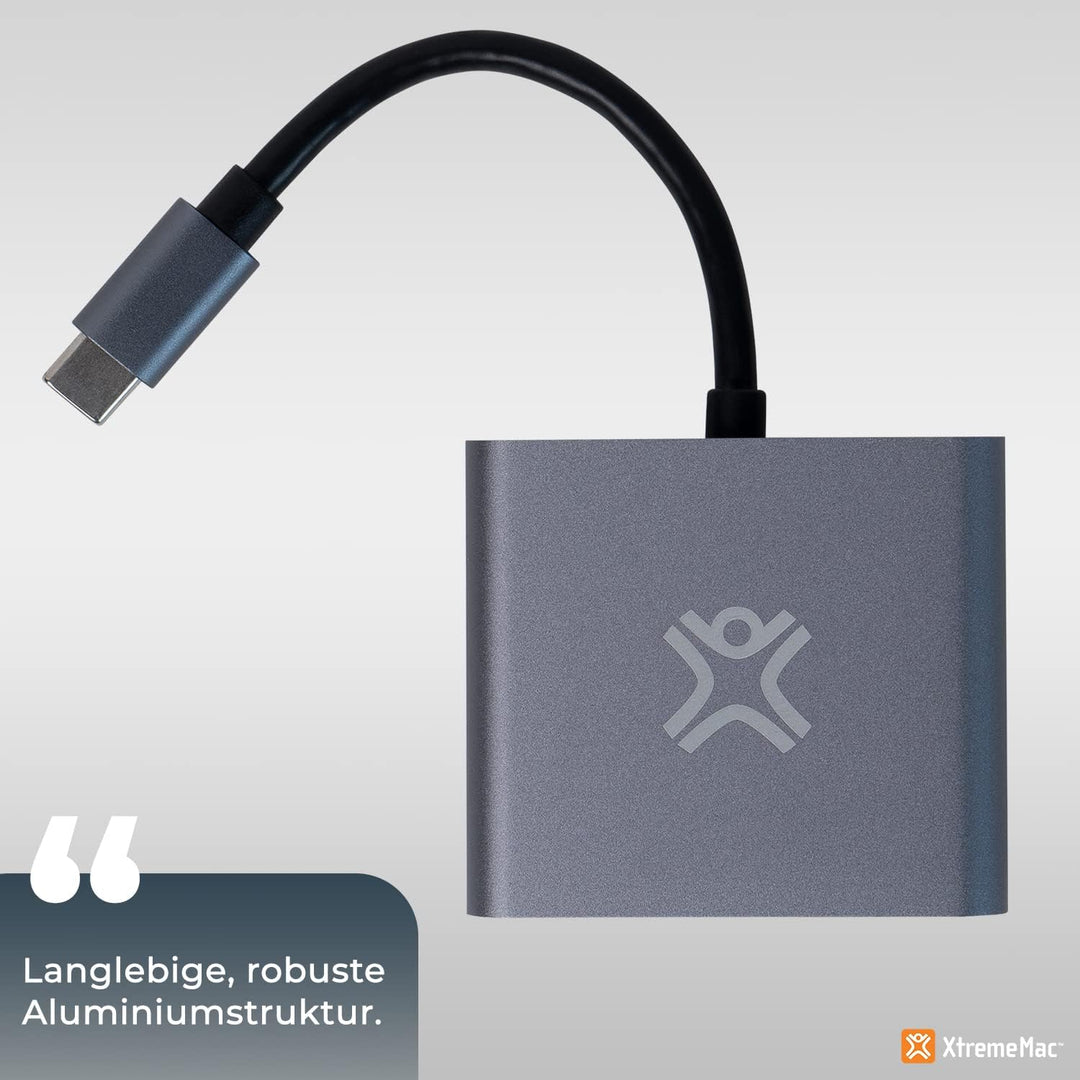 XtremeMac USB-C Hub für MacBook: Durchgangsladen bis 100W &amp; schnelle Datenübertragung, USB 3.0 &amp; 4K