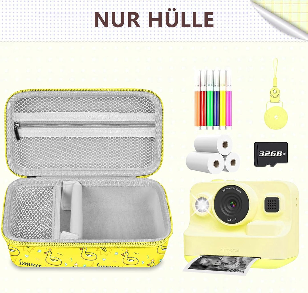 Leayjeen Kinderkamera Sofortbildkamera Tasche Schutzhülle kompatibel mit GREENKINDER/Hiievpu/uleway/