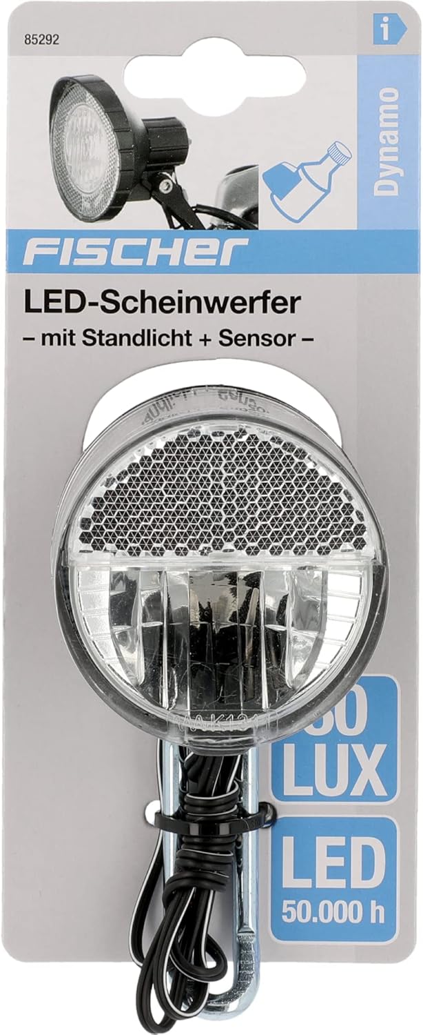 Fischer Fahrrad Dynamo LED-Frontlicht 30 Lux, mit Standlicht, StVZO-zugelassen