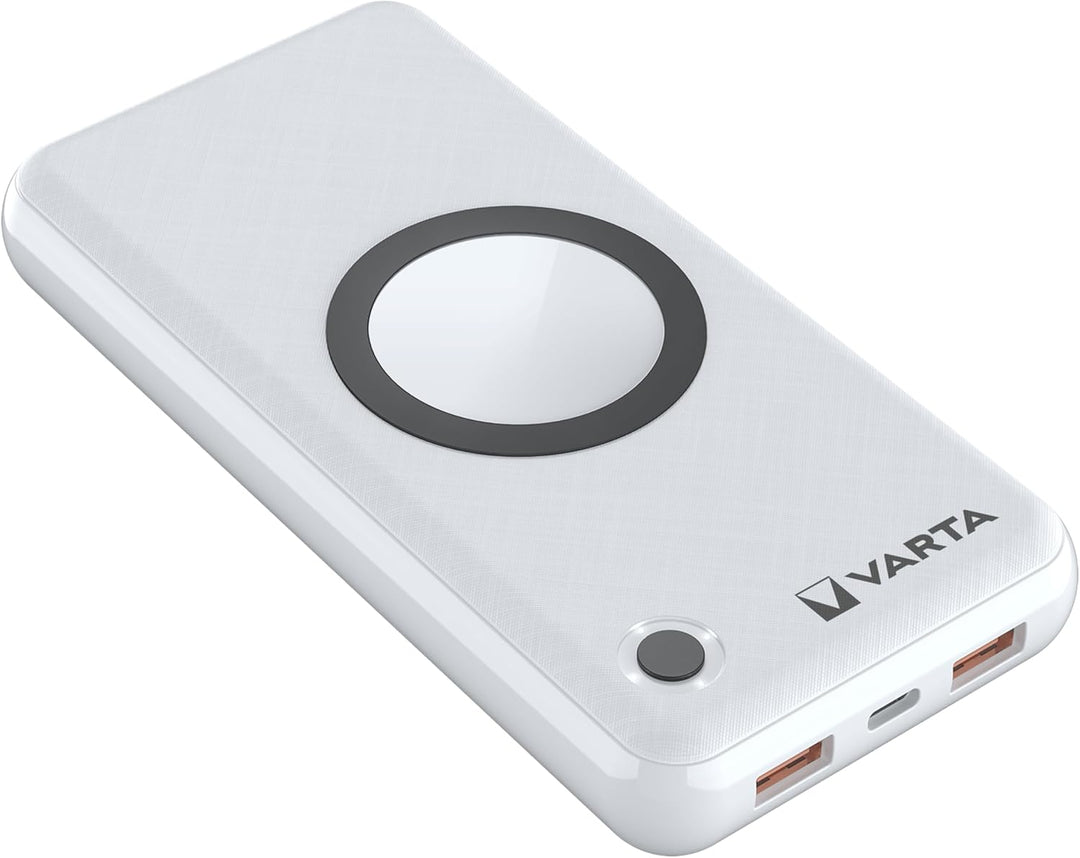 VARTA 2 in 1 Power Bank und Wireless Charger, kabelloses Ladegerät, Powerbank 20000mAh, LED Ladestan
