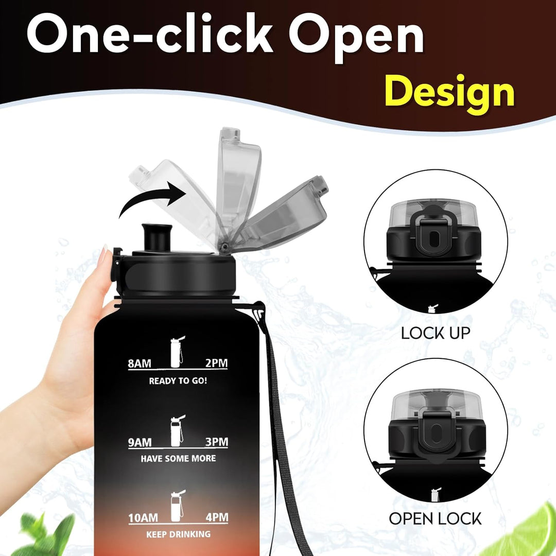 KollyKolla Trinkflasche Kohlensäure Geeignet, 500ml/1L/1.5L, Sport Trinkflasche mit Zeitmarkierung,