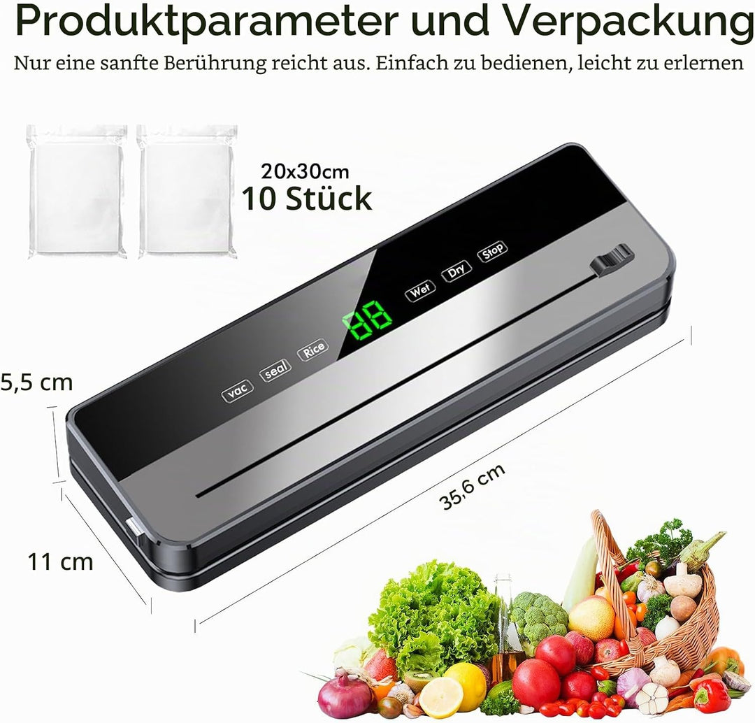 Vakuumiergerät, Vakuumierer, Folienschweissgerät, Abnehmbare Vacuumiergeraet, mit 10 Stück Vakuumier