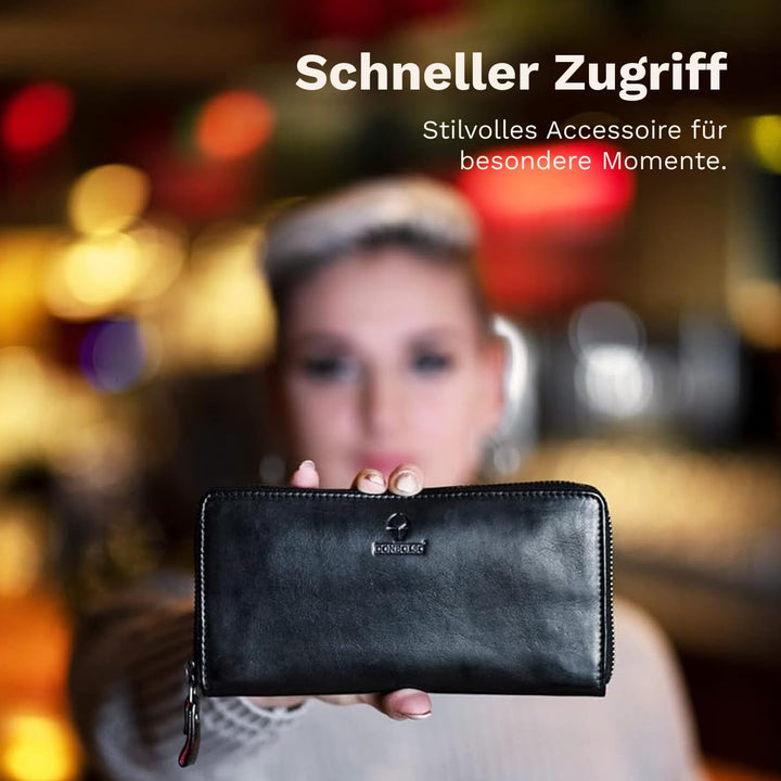 DONBOLSO® Geldbörse Lissabon I Portemonnaie aus echtem Nappaleder für Damen I XL-Geldbeutel mit 13 K