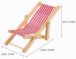 6Pcs Miniatur Strand Stuhl: Mini Holz Strandstuhl Liegestuhl Deko Puppen liegestuhl Strandkorb DIY Z