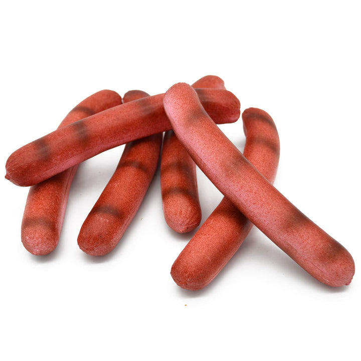 6 Bratwürstchen Attrappen aus Kunststoff Lebensmittelattrappe Fake Food Wurst Nachbildung Requisite
