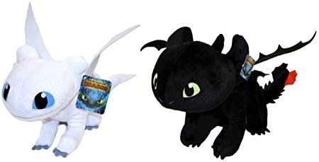 HTTYD Drachenzähmen leicht gemacht - Dragons - Pack 2 Plüsch Light Fury weisse + Ohnezahn Toothless
