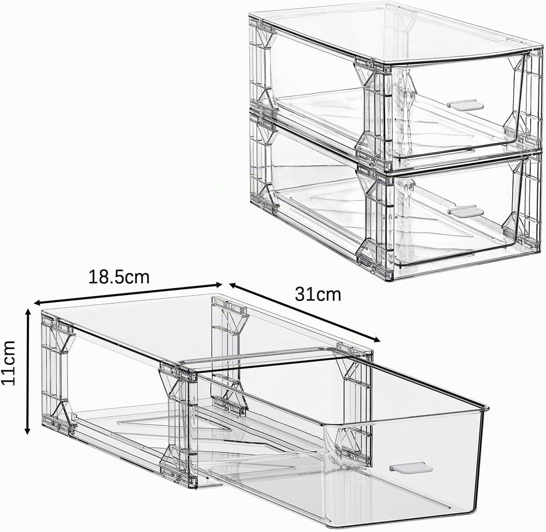 6er Set Transparente Aufbewahrungsboxen im Schubladenstil - Stapelbarer Medikamenten Organizer 31x18