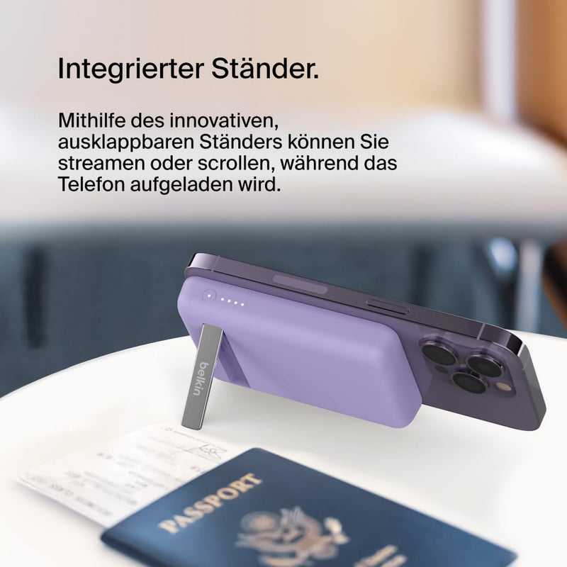 Belkin magnetische 5000-mAh-Powerbank, externer Handy-Akku, kompatibel mit MagSafe, mit Passthrough-