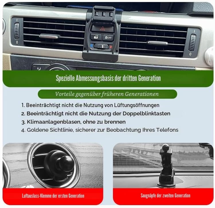 Auto-Handyhalterung für BMW 3er Auto-Zubehör [ Nur kompatibel mit BMW E90 E91 E92 E93 (2005-2013) ]