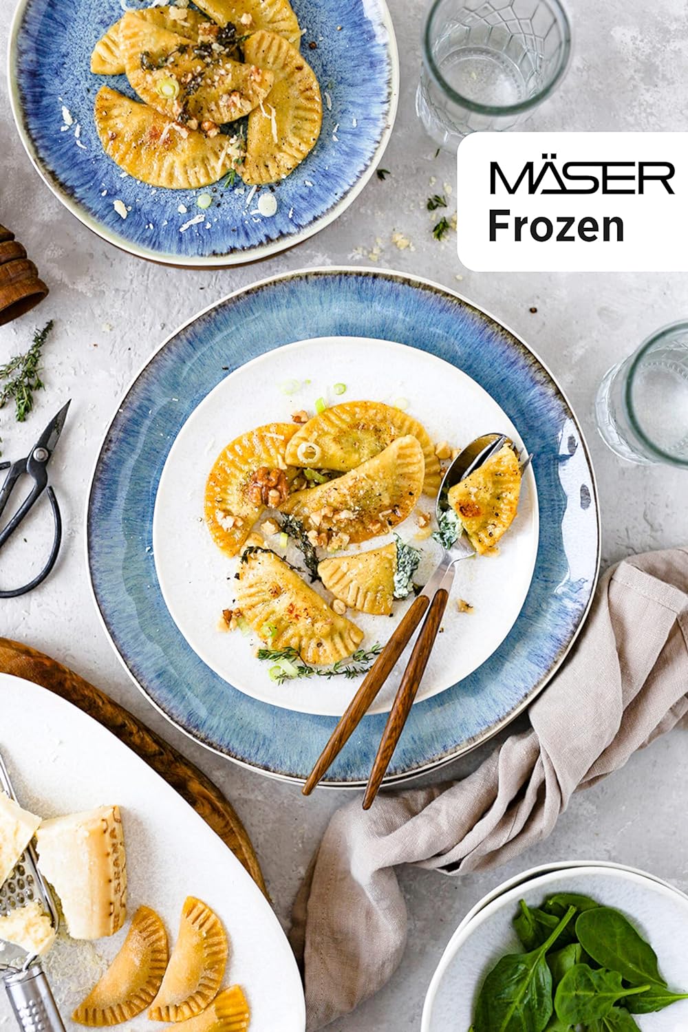 MÄSER Serie Frozen Set aus 3 Servierplatten, Keramik Servierteller in 3 Grössen, moderner Vintage Lo