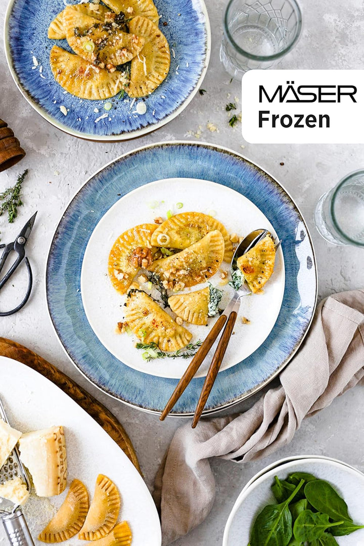 MÄSER Frozen, Müslischalen Set mit gesprenkelter Glasur und organischer Formgebung, 4 Keramikschalen