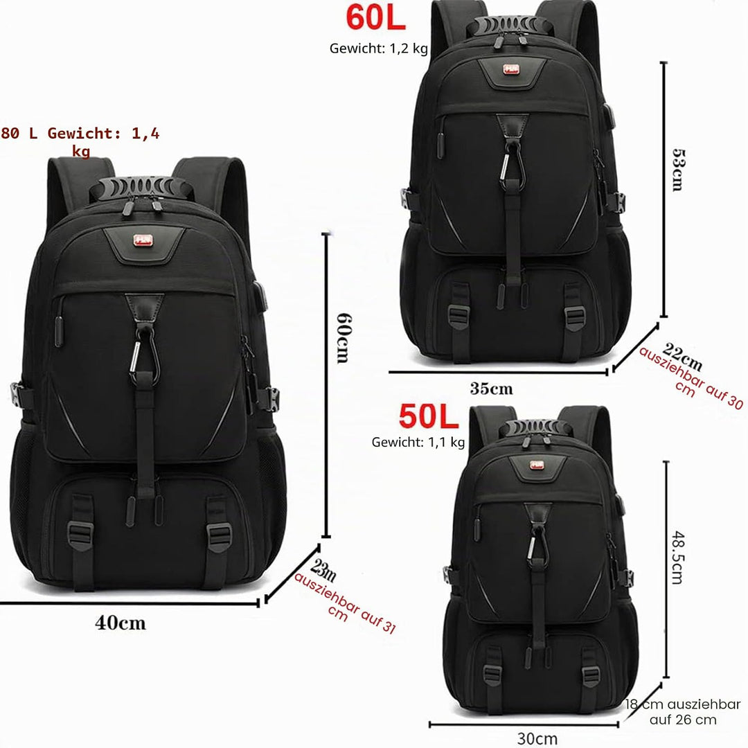 50L 60L 80L Gross Reiserucksack Herren,Erweiterbar Handgepäck Rucksack,17-Zoll Laptoptasche Arbeit L