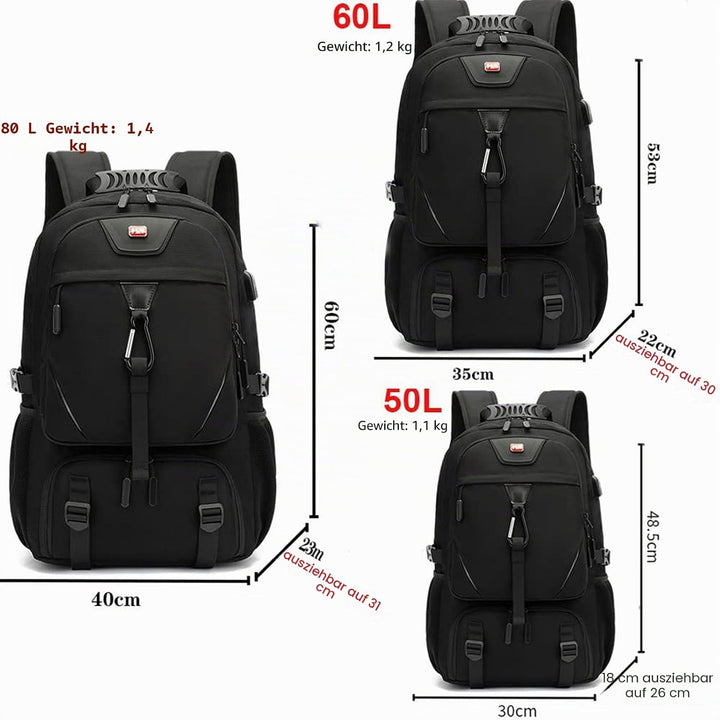 50L 60L 80L Gross Reiserucksack Herren,Erweiterbar Handgepäck Rucksack,17-Zoll Laptoptasche Arbeit L