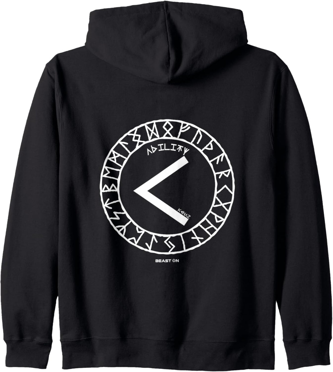 Wikinger Rune KENAZ Rücken Motiv Nordische Rune Fitness Gym Kapuzenjacke