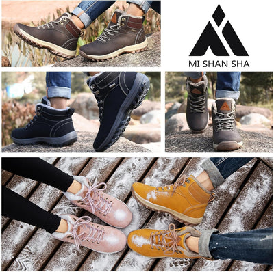 Mishansha Damen Herren Winterschuhe Warm Gefüttert Winterstiefel Wasserdicht Trekking Wanderschuhe G