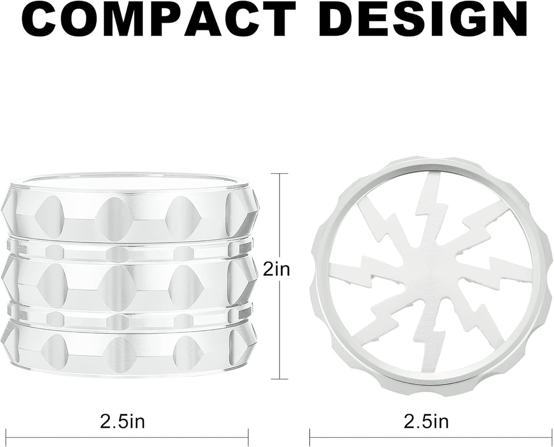 TIRIRS 6,3 cm 4 Stück Kräutermühle mit klarem Deckel – Aluminium Gewürzmühle mit Pollenschaber und R