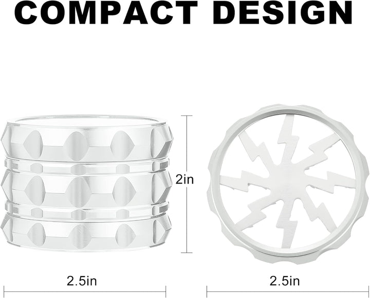 TIRIRS 6,3 cm 4 Stück Kräutermühle mit klarem Deckel – Aluminium Gewürzmühle mit Pollenschaber und R