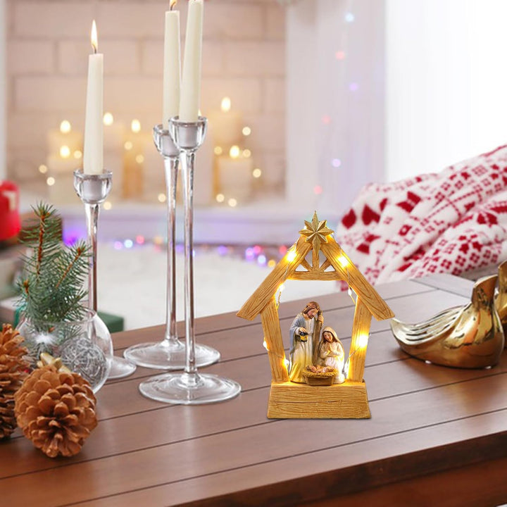 Krippenfiguren Set Weihnachtskrippe Mit Beleuchtung Weihnachtskrippen Indoor Tischkrippe mit Figuren