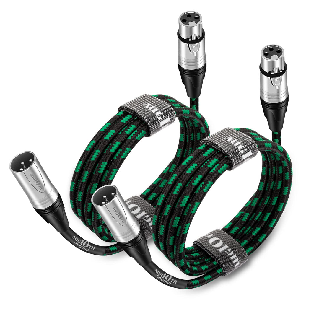 XLR Pro Mikrofon Kabel 4,5 Meter 2 Pack Männlich (Male) zu Weiblich(Female) XLR Kabel 3-polig grün a